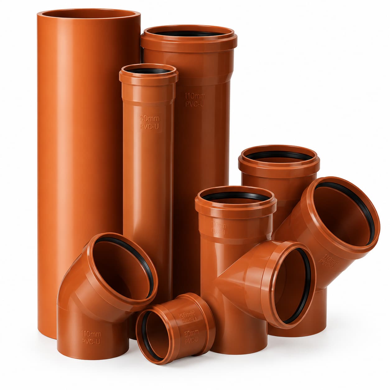 Brown PVC-U Underground Drainage Pipes & Fittings